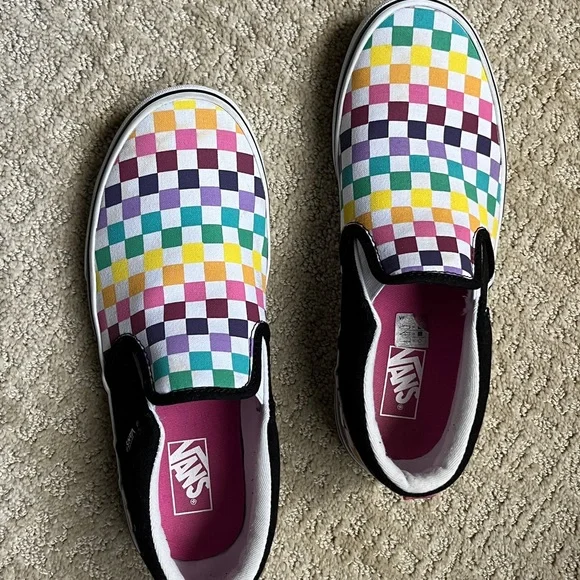Vans Rainbow Checkered Sneakers Sz6 EUC - Picture 2 of 7